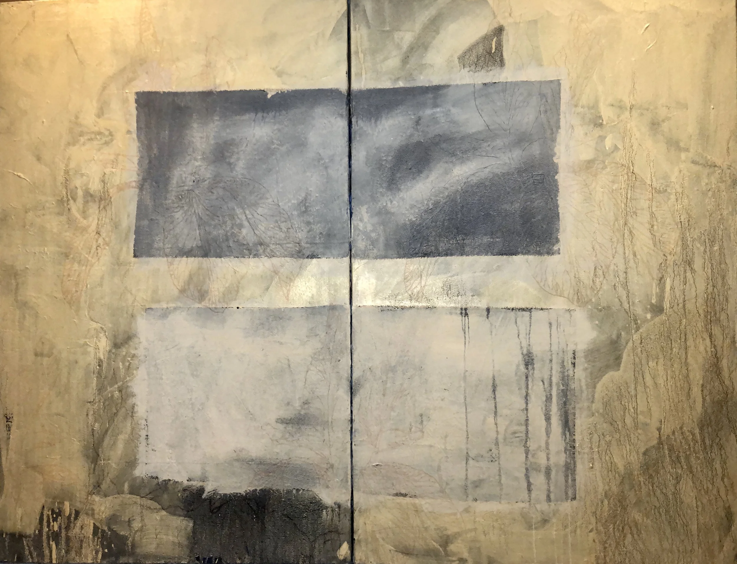 'Gold Dyptichon'2x97x154cm, Mixed Media on Canvas