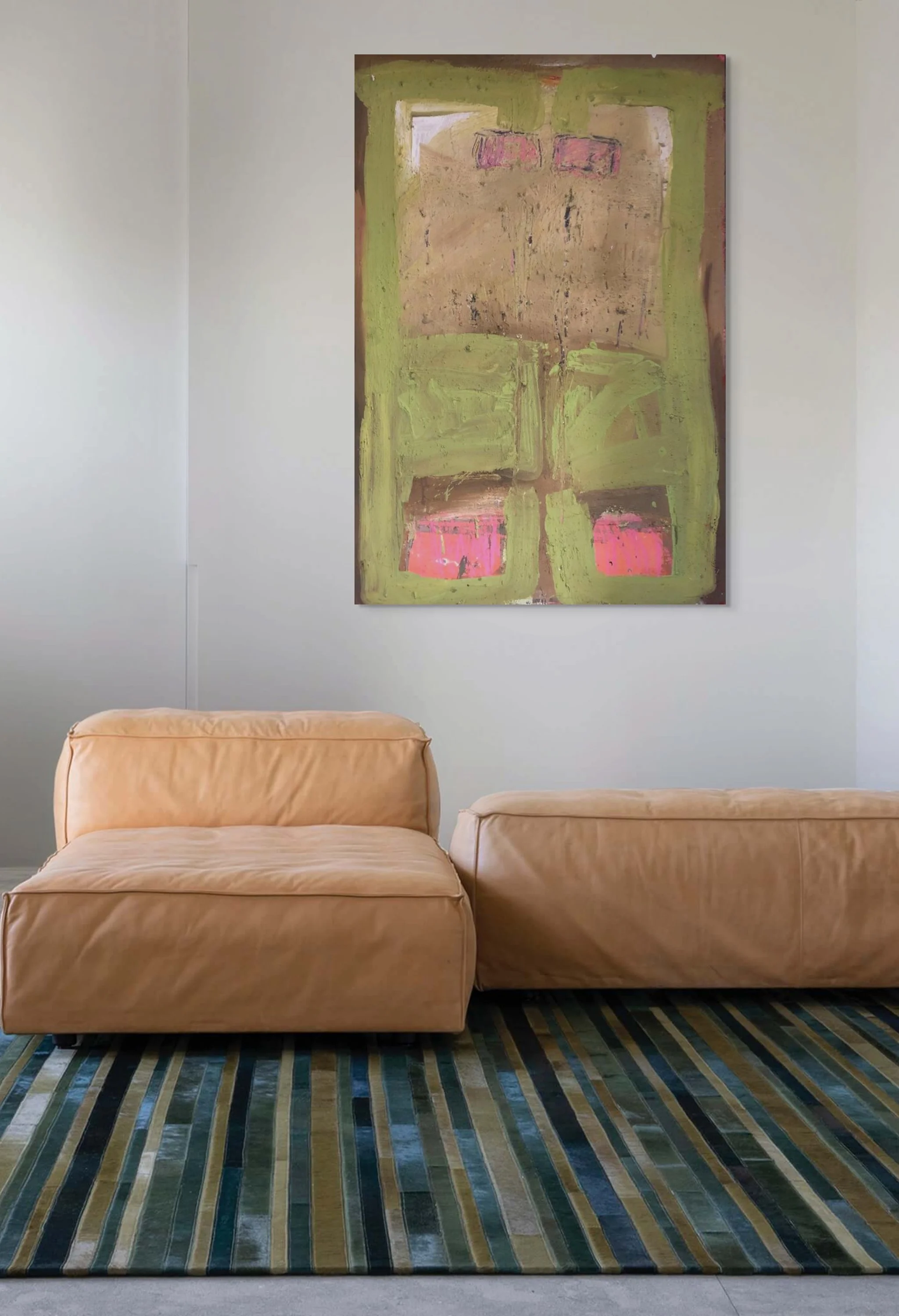 'Green Panel', 80x 120cm, Collage and mixed media on Wood