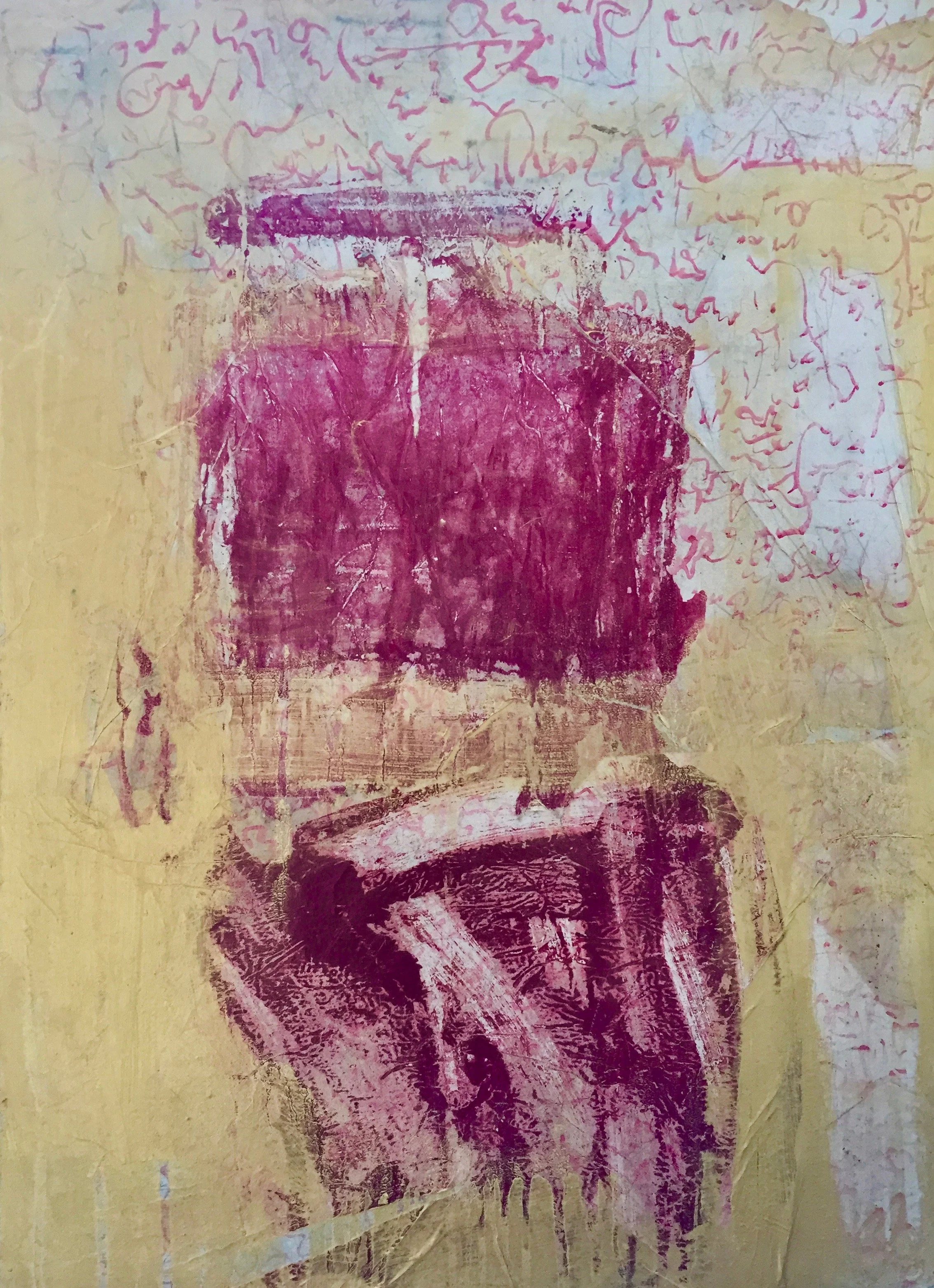 'Sacred Duality', 73 x 100cm, Collage and mixed media on Canvas