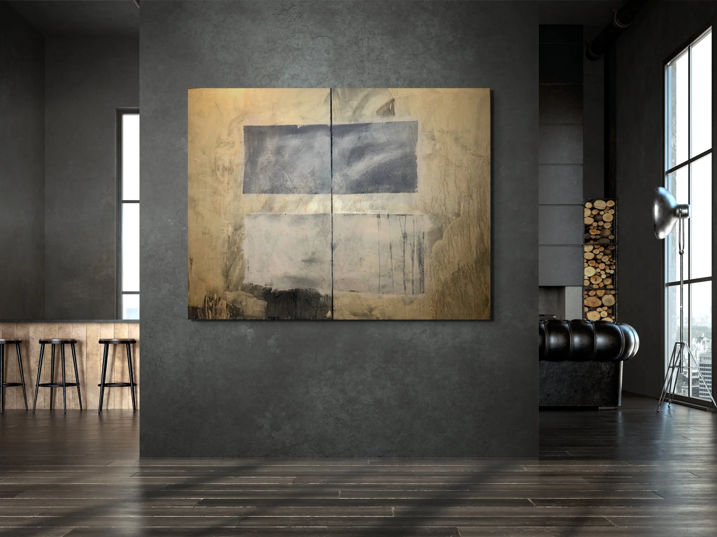 'Gold Dyptichon'2x97x154cm, Mixed Media on Canvas