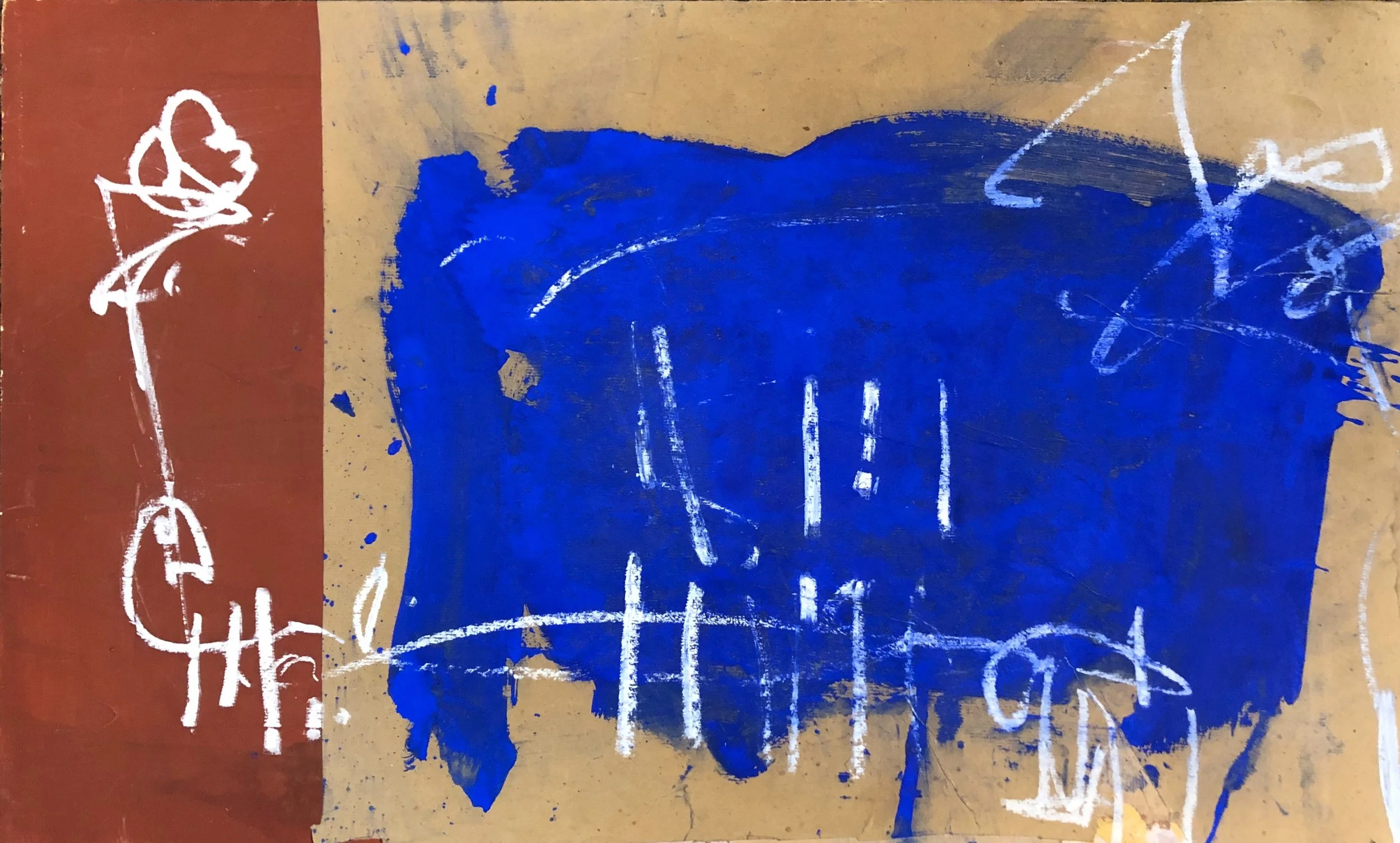 'Brown and Blue', 100 x 60cm, Collage and mixed media on Hardboard