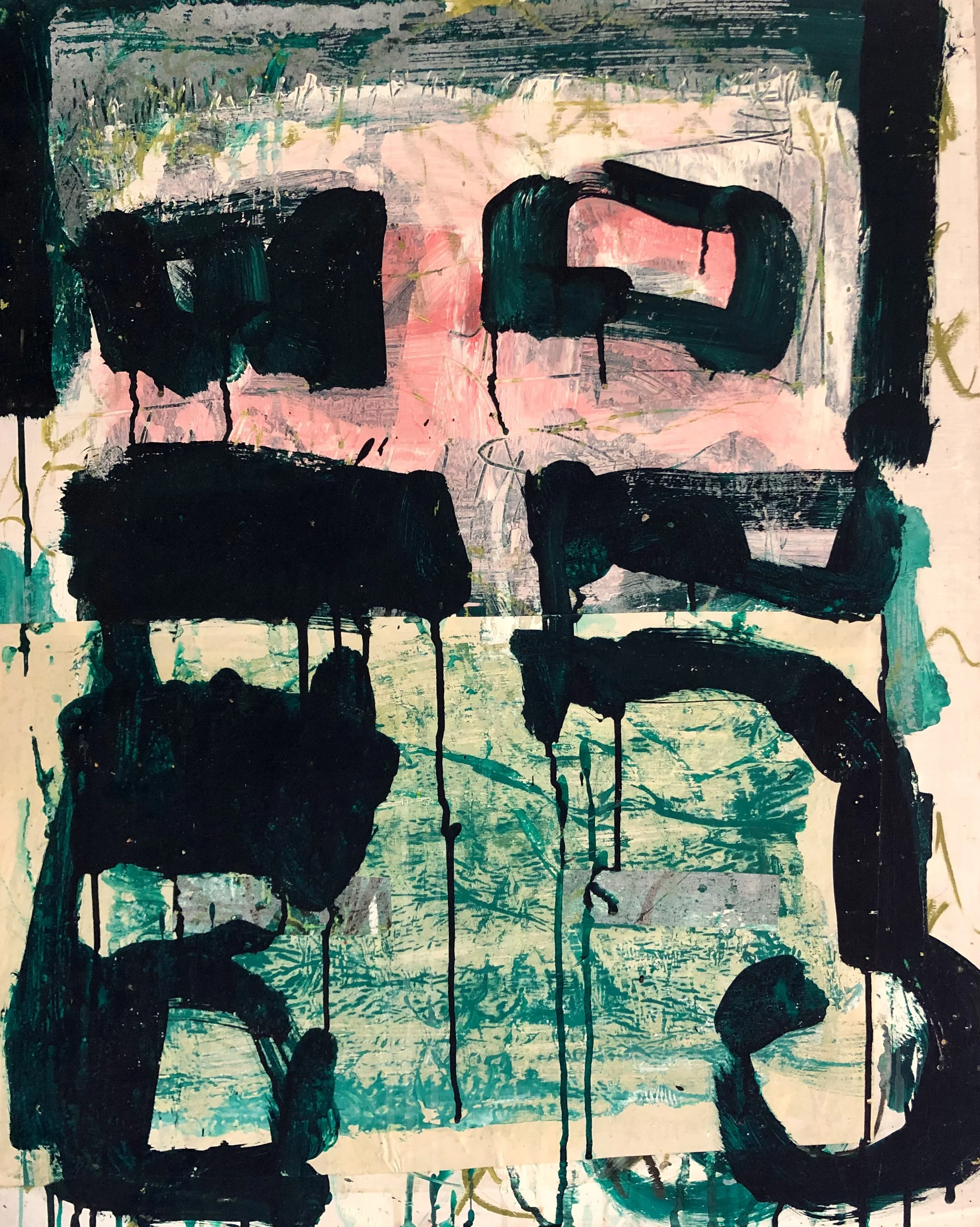 'Green Paragraph', 61 x 77cm, Mixed Media on Hardboard