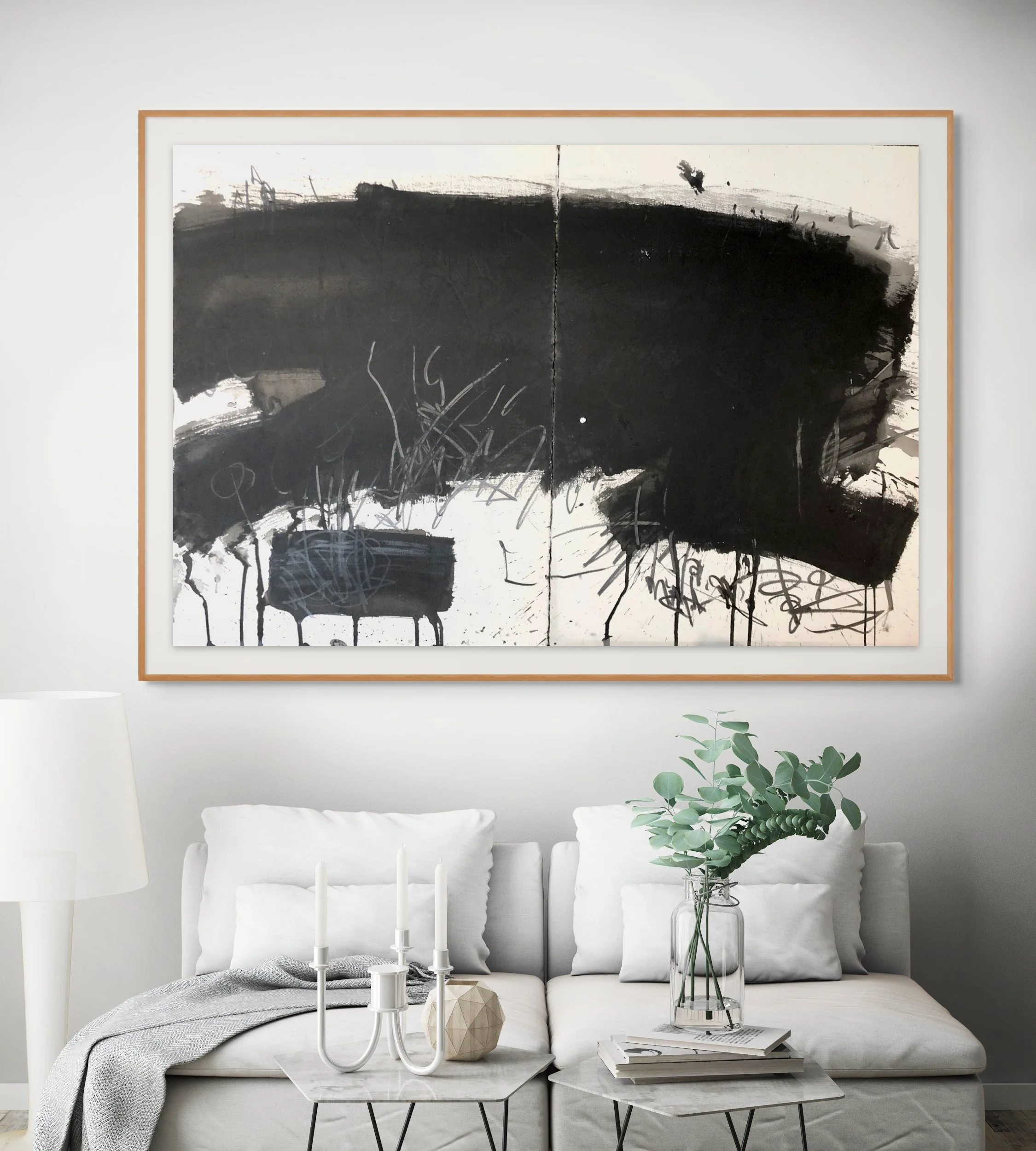 'Black Horizont I', 2 x 56x77cm, Mixed Media on Paper (frame not included)
