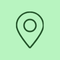 Konum simgesi ikonu, yeşil arka plan üzerinde