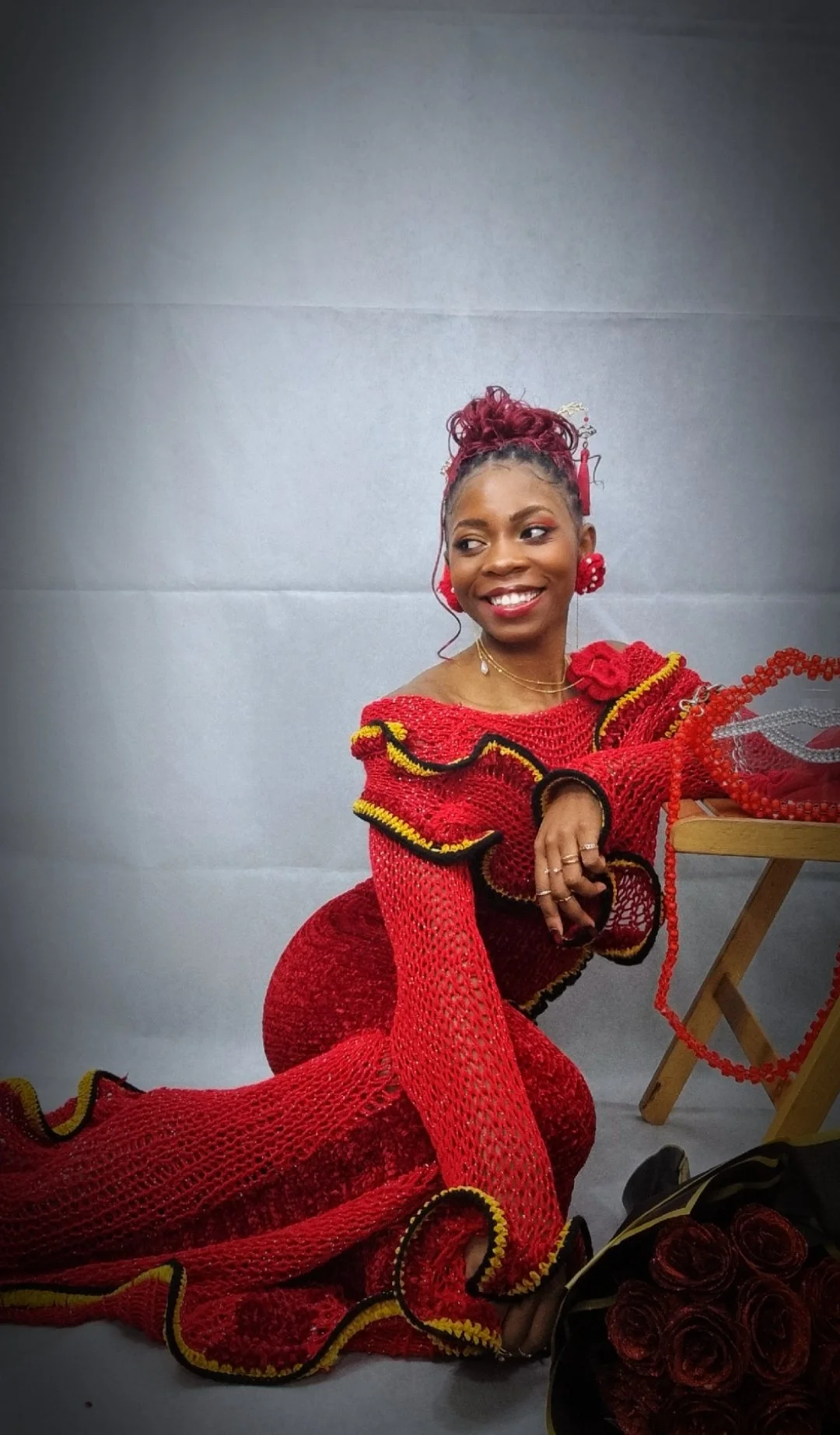 KNIT X CROCHET FLOOR LENGTH DRESS