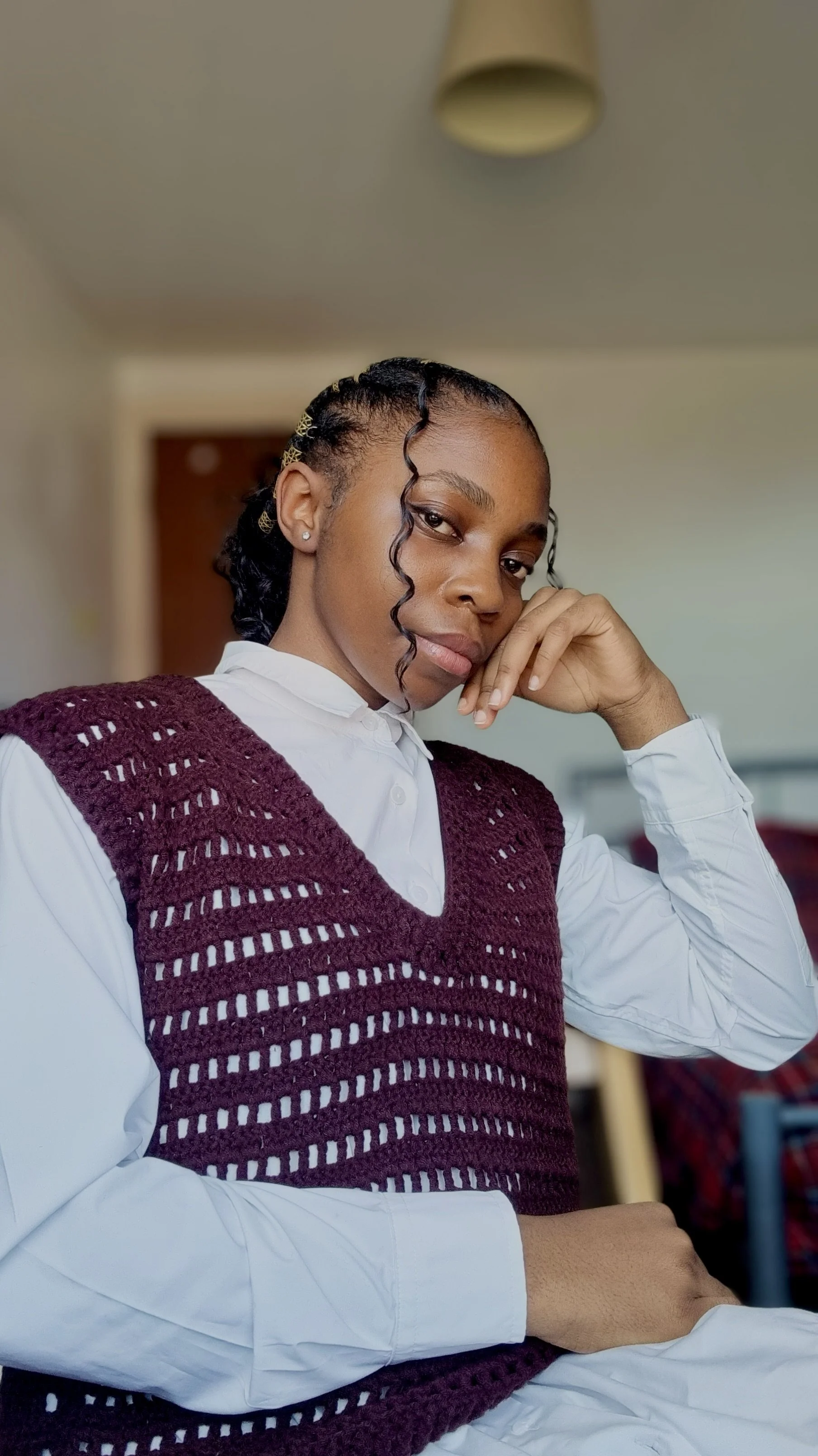 CROCHET BROWN SWEATER VEST