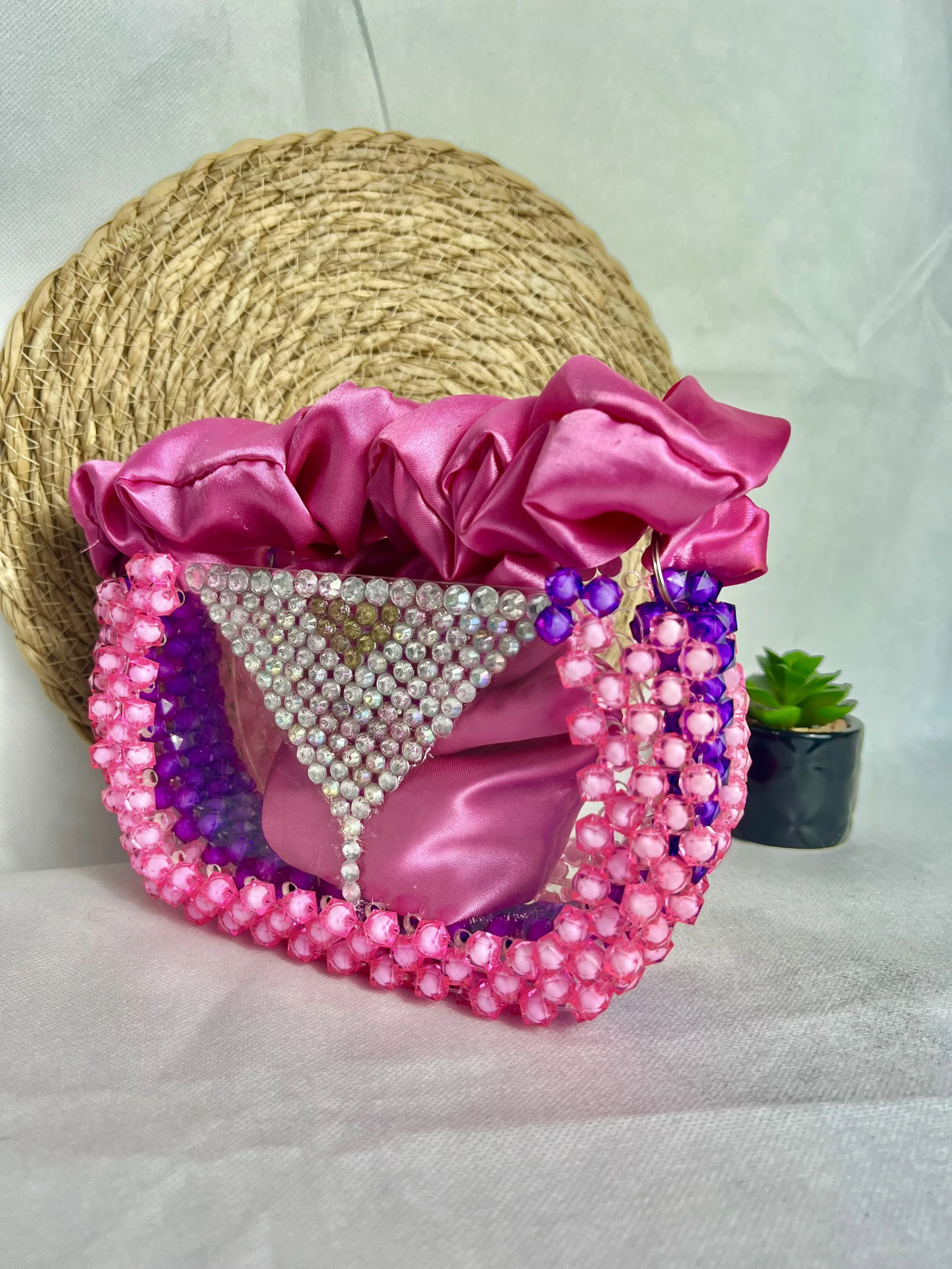 ACRYLIC GLASS BEADED BAG