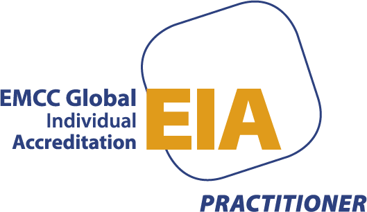 EMCC Global Individual Accreditation (EIA) logo, representing internationally recognised standards in professional coaching and positive psychology.