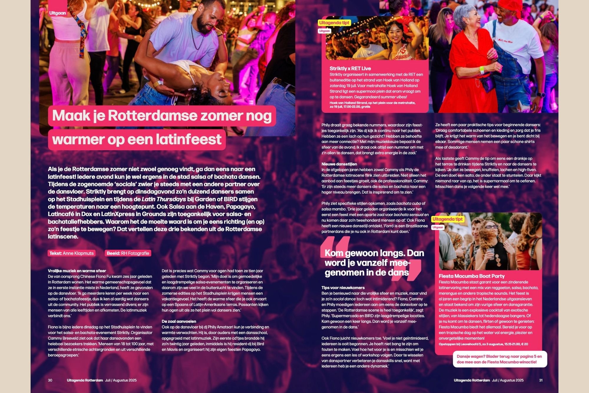 Uitgaansrubriek over salsascene