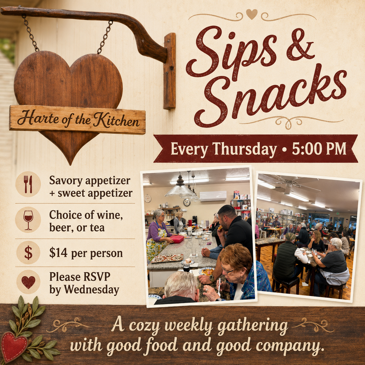 Harte of the Kitchen’s Sips & Snacks