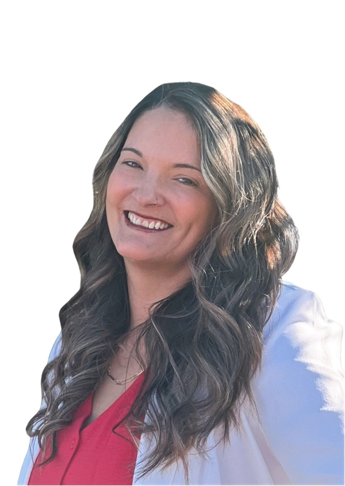 Black silhouette of a person's profile facing left, with hair tied back.