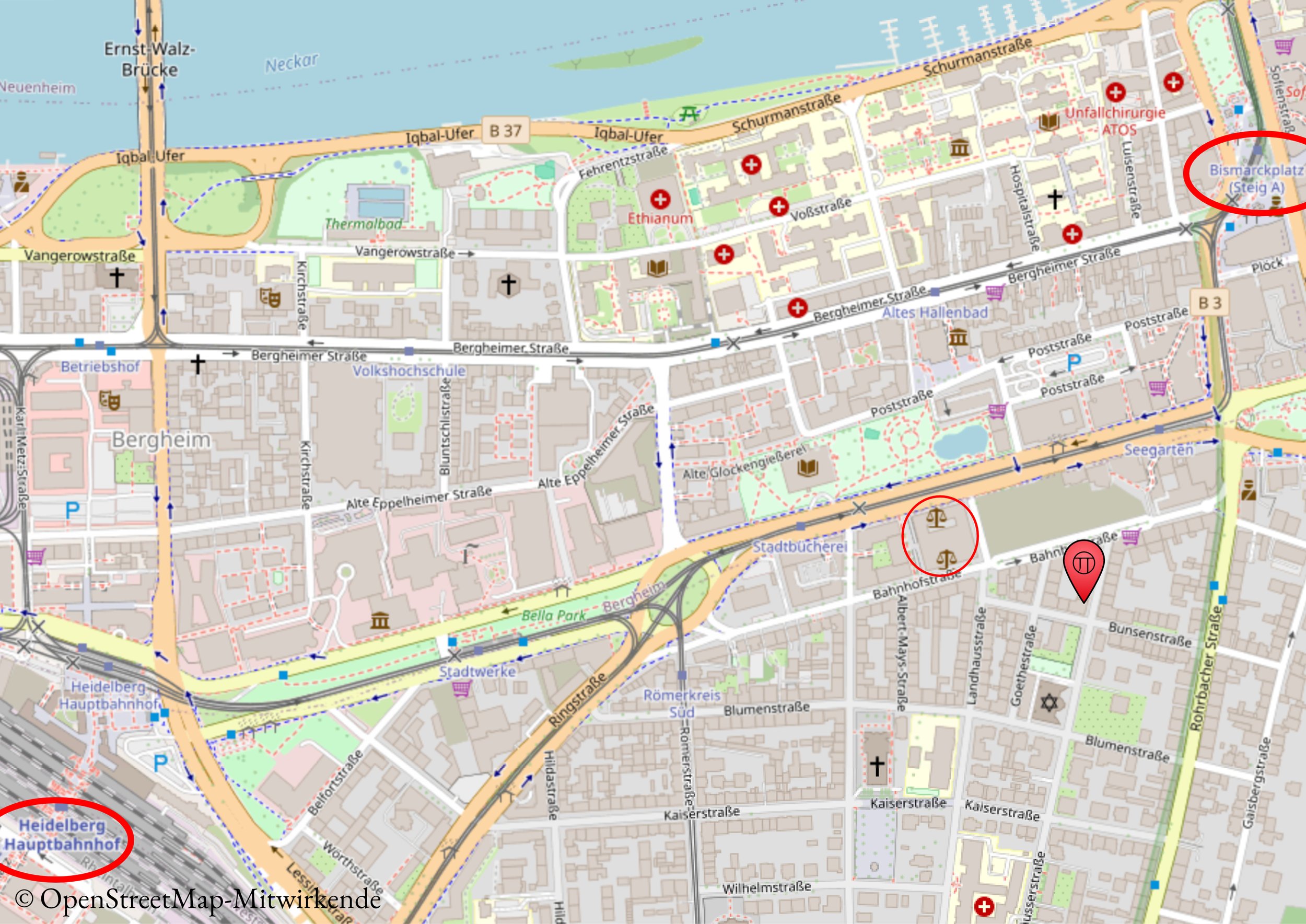 Bild von Standort der Kanzlei Jonas Treibel Rechtsanwalt auf einer Karte