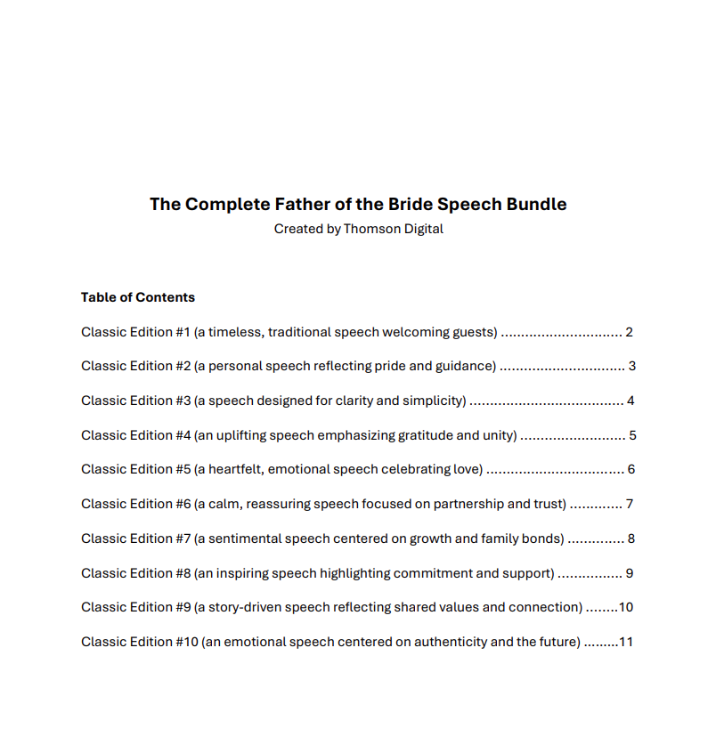 The Complete Father of the Bride Speech Bundle_Table of contents.png