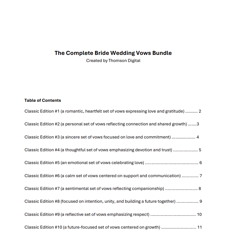 The Complete Bride Wedding Vows Bundle_Table of contents.png