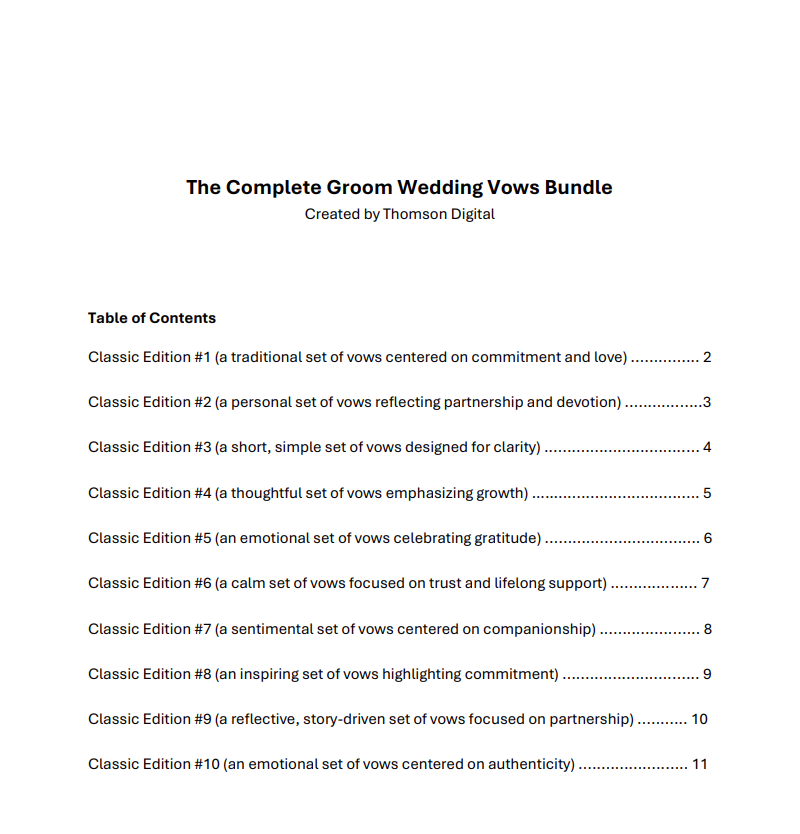The Complete Groom Wedding Vows Bundle_Image_Table of contents.png