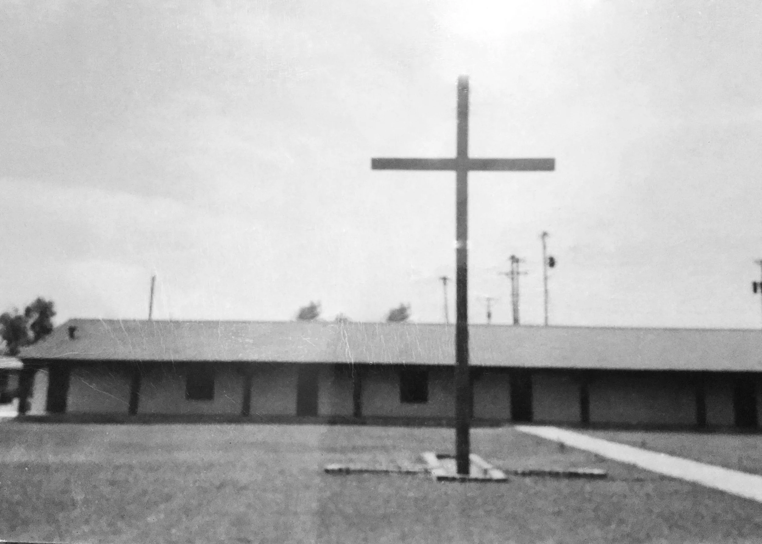 Black-and-white old photo of the Education Wing, St. Christopher's Episcopal Church of Lubbock