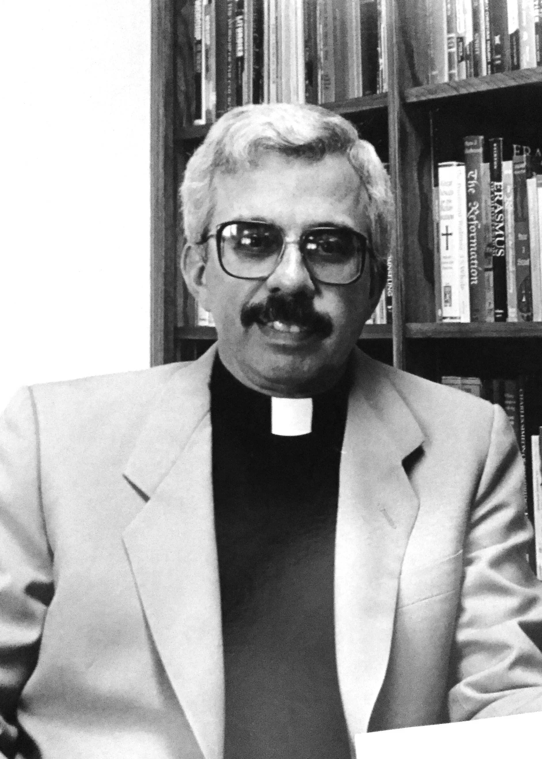 Black and white photo of the Rev. James P. Haney IV, rector of St. Christopher's from 1979-2005.