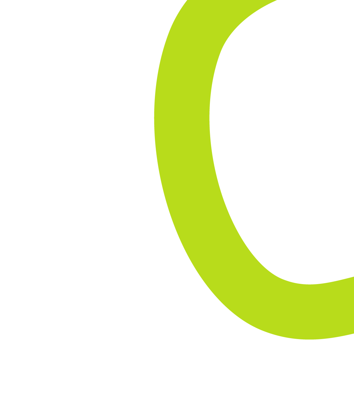 Close-up of a green and black logo with a large stylized letter 'C' on a black background.