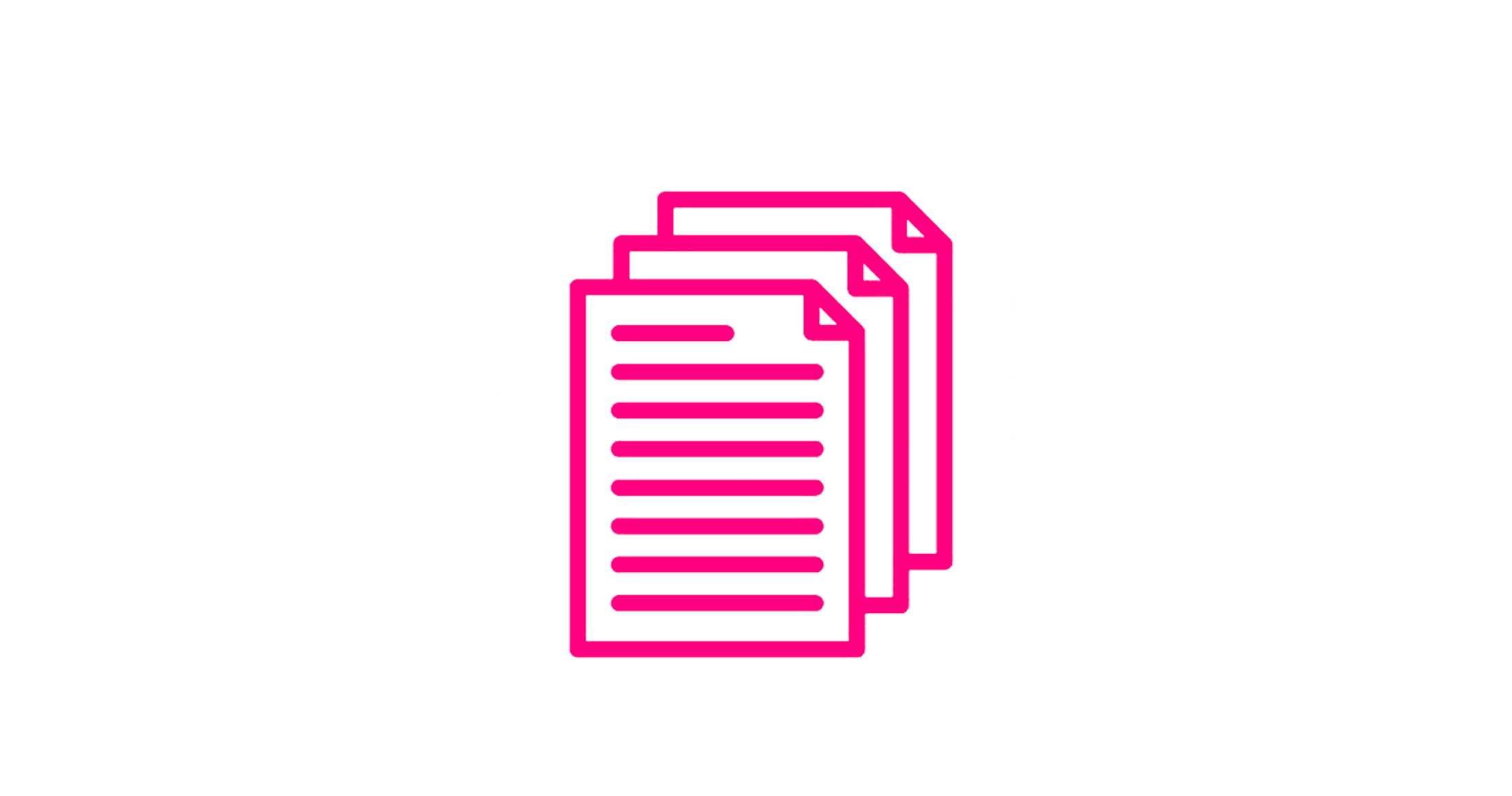 Pink icons of three stacked documents overlapping a pink folder labeled 'Documents' on a black background.