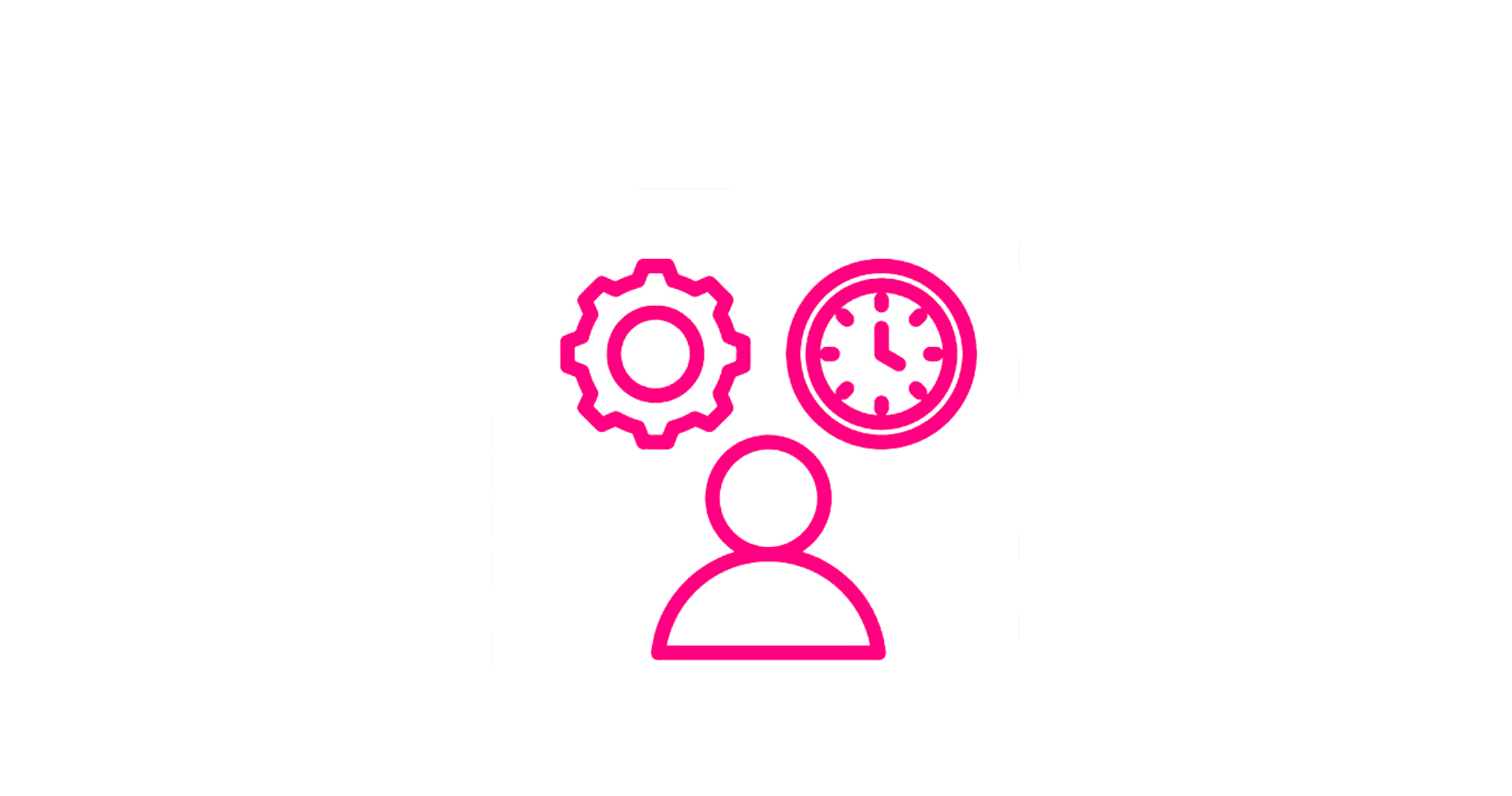 Digital illustration of a person with a gear and a clock above their head, symbolizing time management or productivity.