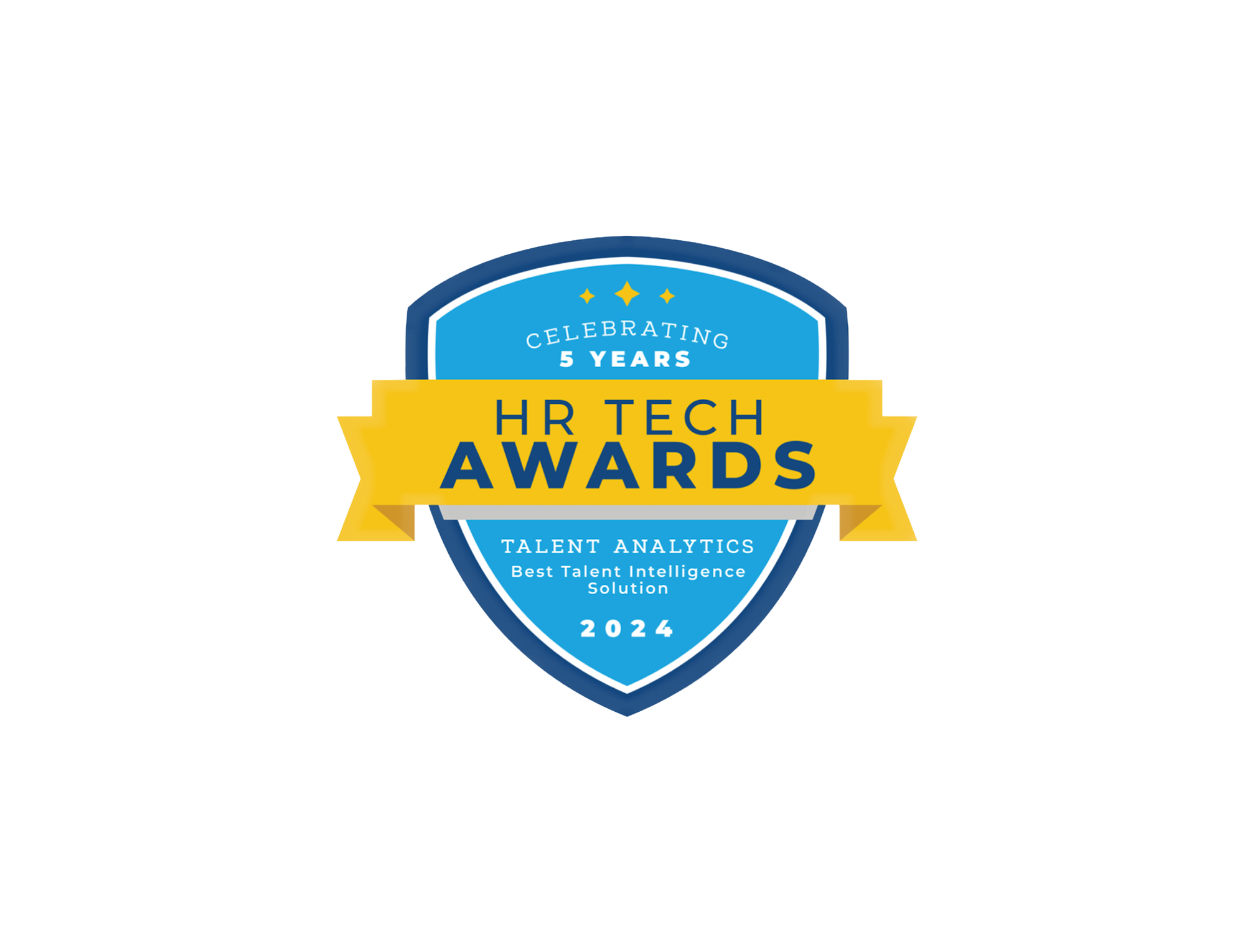 HR Tech Awards badge celebrating 5 years in talent analytics for 2024.