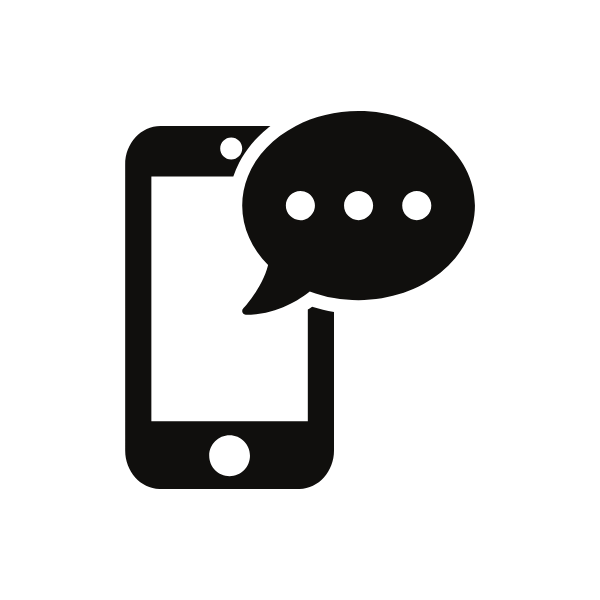 Smartphone with speech bubble indicating messaging or communication.