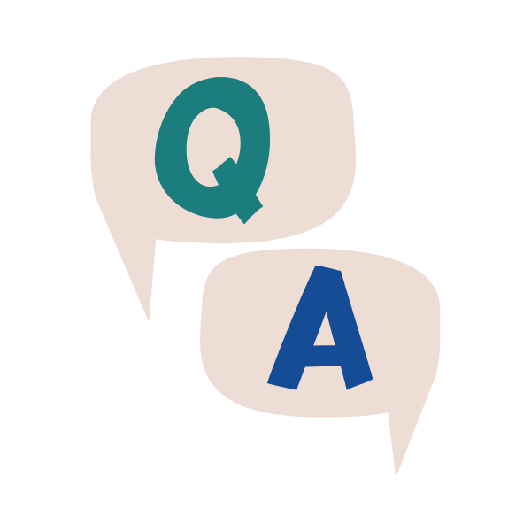 Speech bubbles with the letters 'Q' and 'A' indicating question and answer.