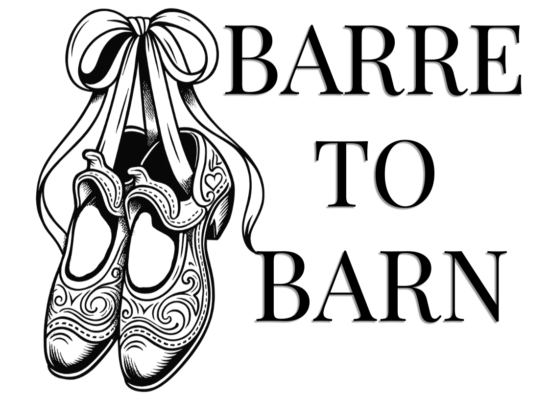 Outline drawing of a ballet shoes tooled like a western saddle