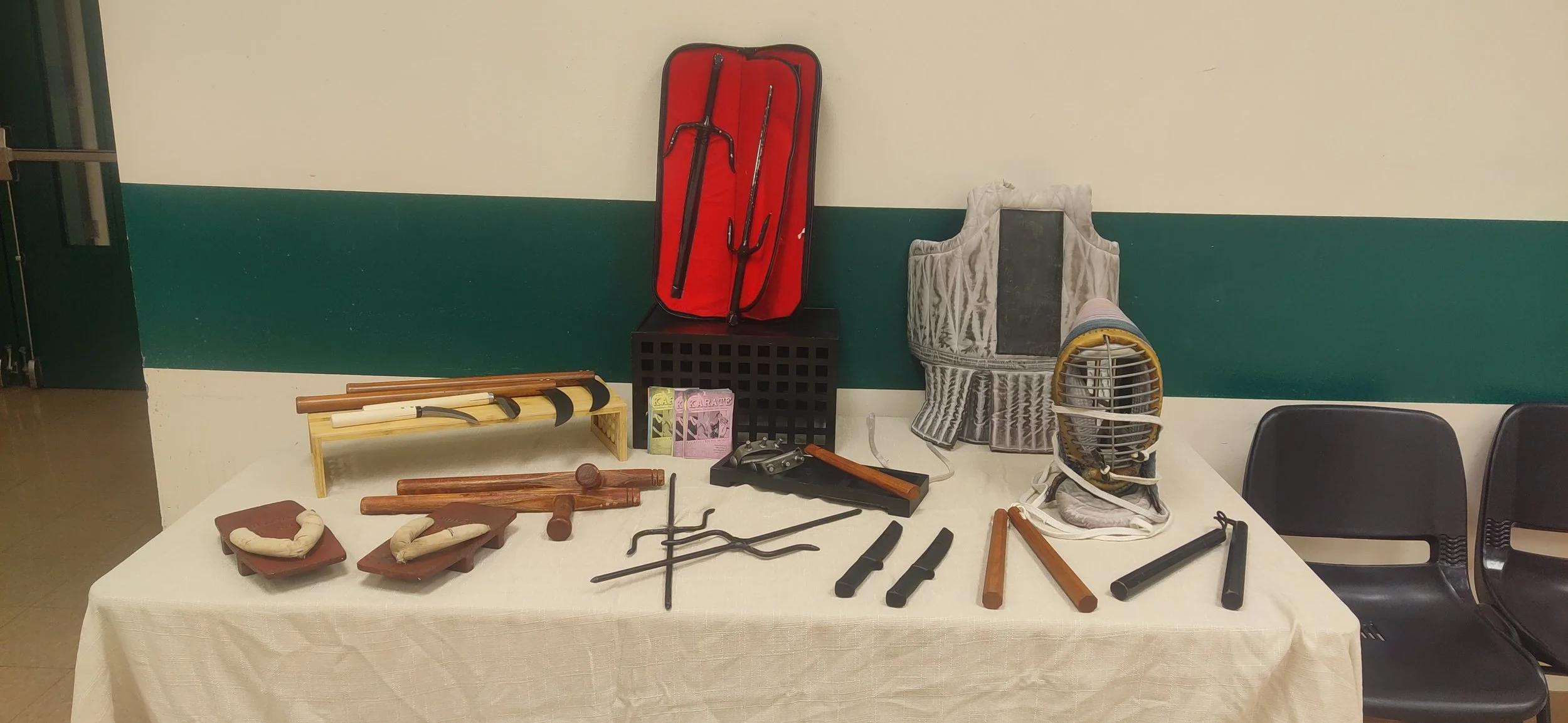 Table displaying Okinawan weapons.