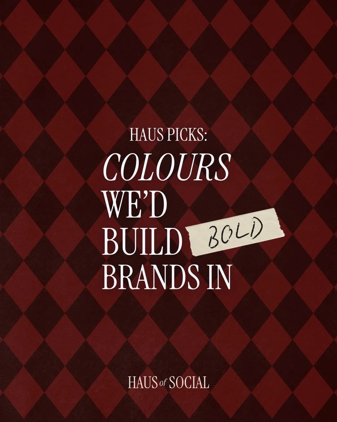 Colors we&rsquo;d build BOLD brands in 💥

For brands who aren&rsquo;t afraid to be recognized. Here&rsquo;s what we&rsquo;re saving in the HAUS vault right now:

01: for a brand with serious main character energy. This palette is bold, expressive, a