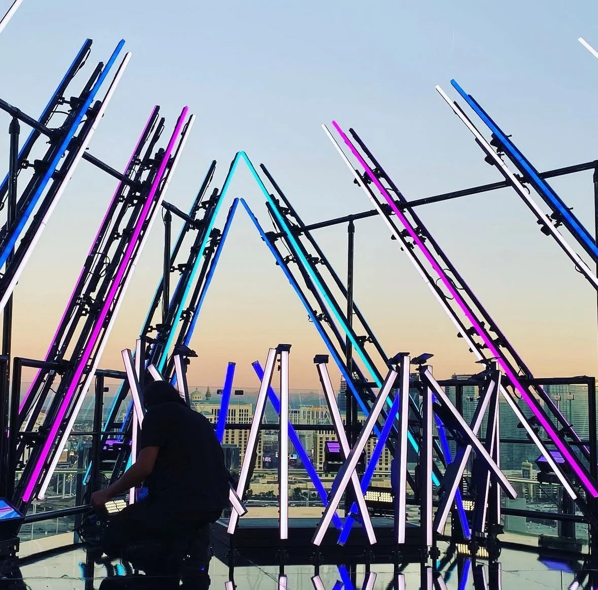 Lighting Provided for Event In Miami Skyline