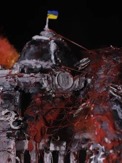 Where money outweighs lives.
40cm × 20cm. Mixed media. 