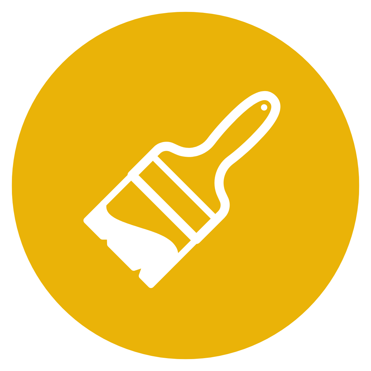 Icon of a paintbrush with a yellow circular background