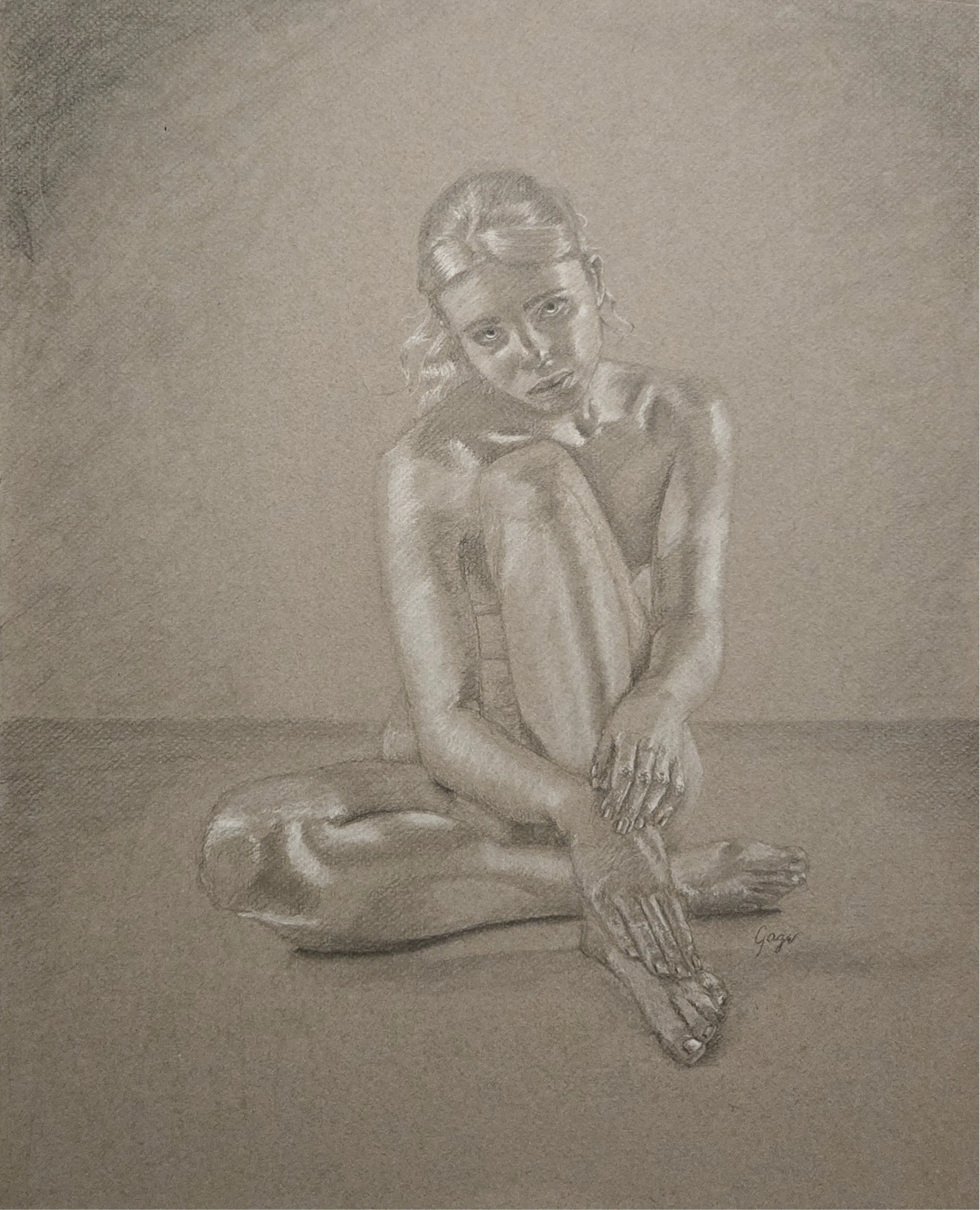 Quiet Resolve Charcoal Figure Study by Gage Kinney