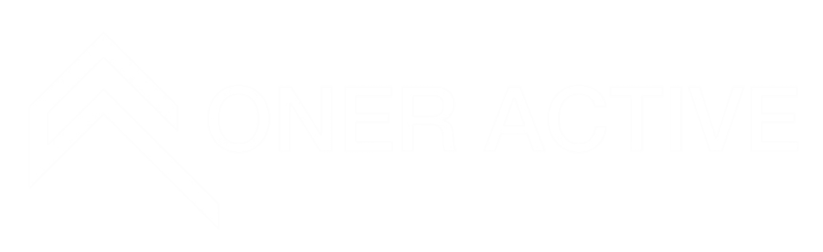 Black background with a white logo consisting of three stylised upward arrows and the text 'ONE ACTIVE' in white.