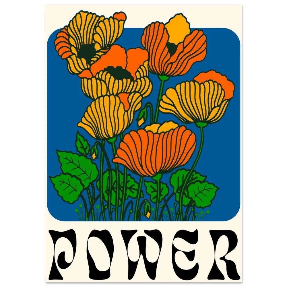 Flower Power statement graphic poster artwork — premium matte giclée print by CAPSIZE
