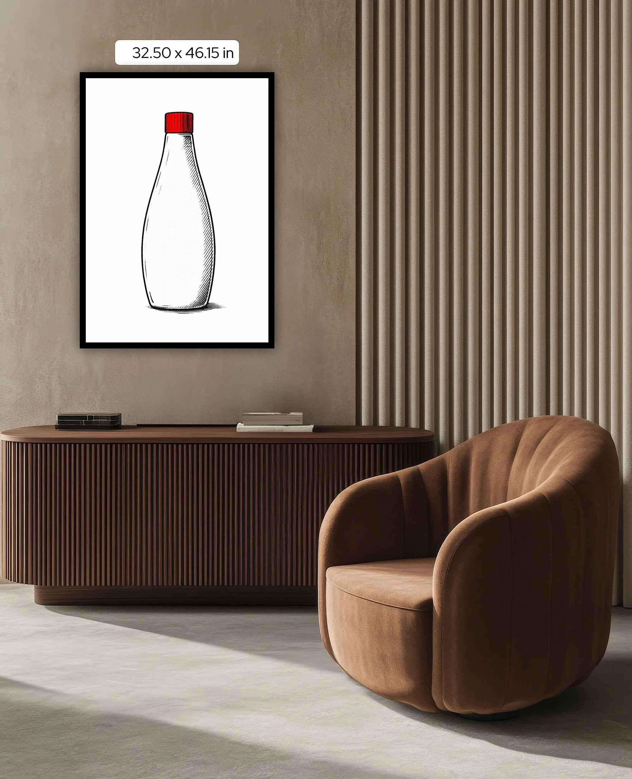 Clean and witty fun image of a Japanese Mayonnaise bottle Kewpie wall art