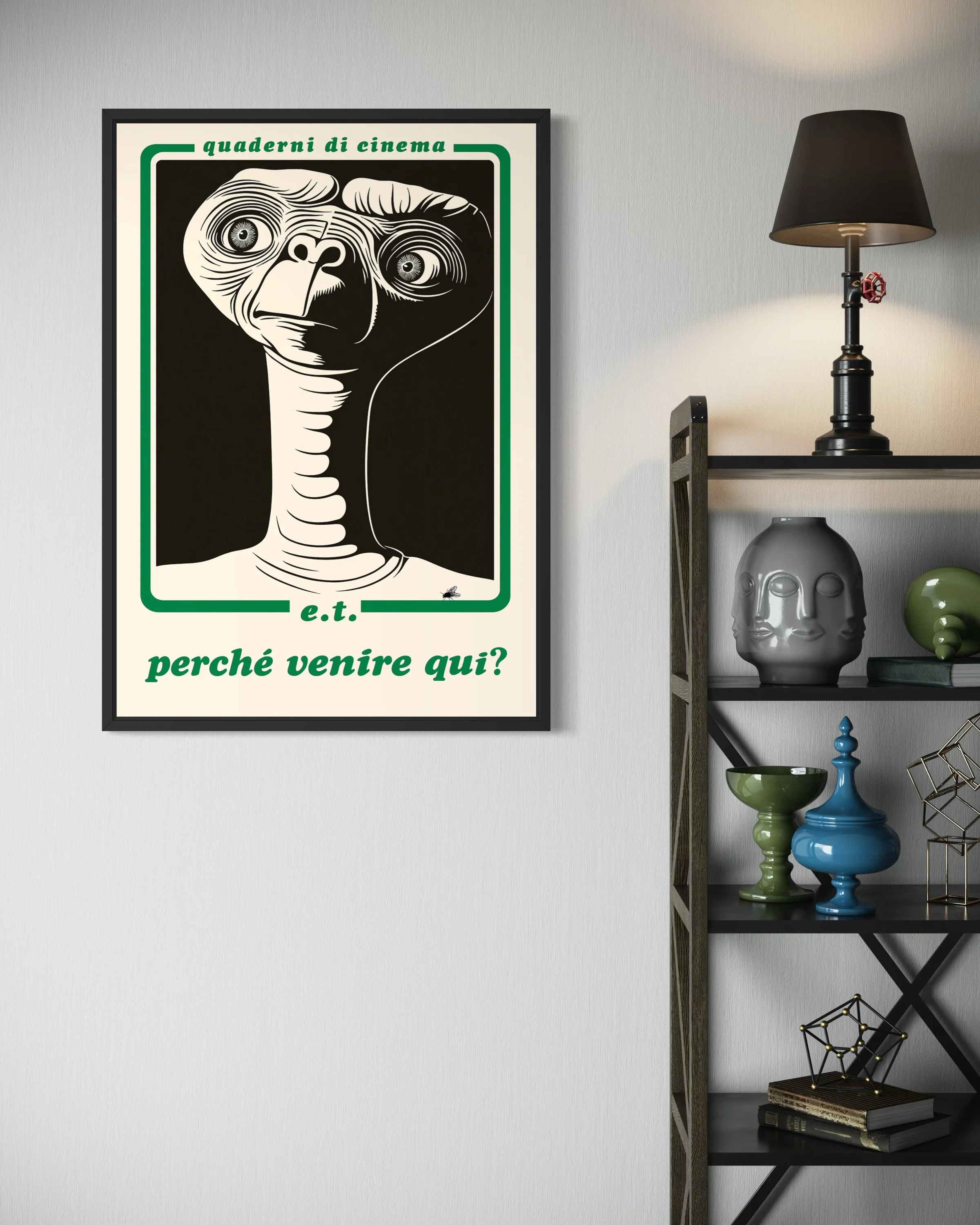 Interior photo showing Perché Venire Qui? street poster print on the wall by CAPSIZE