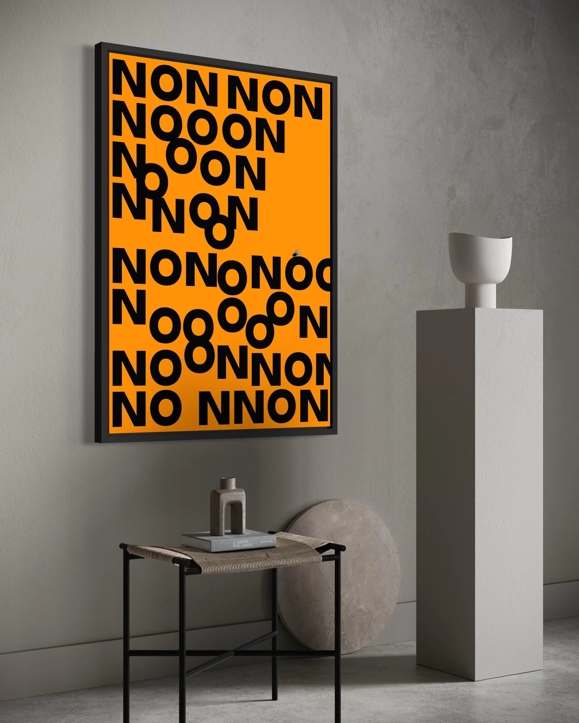 A bold, typography-led French street poster saying NON (No) Wall Art
