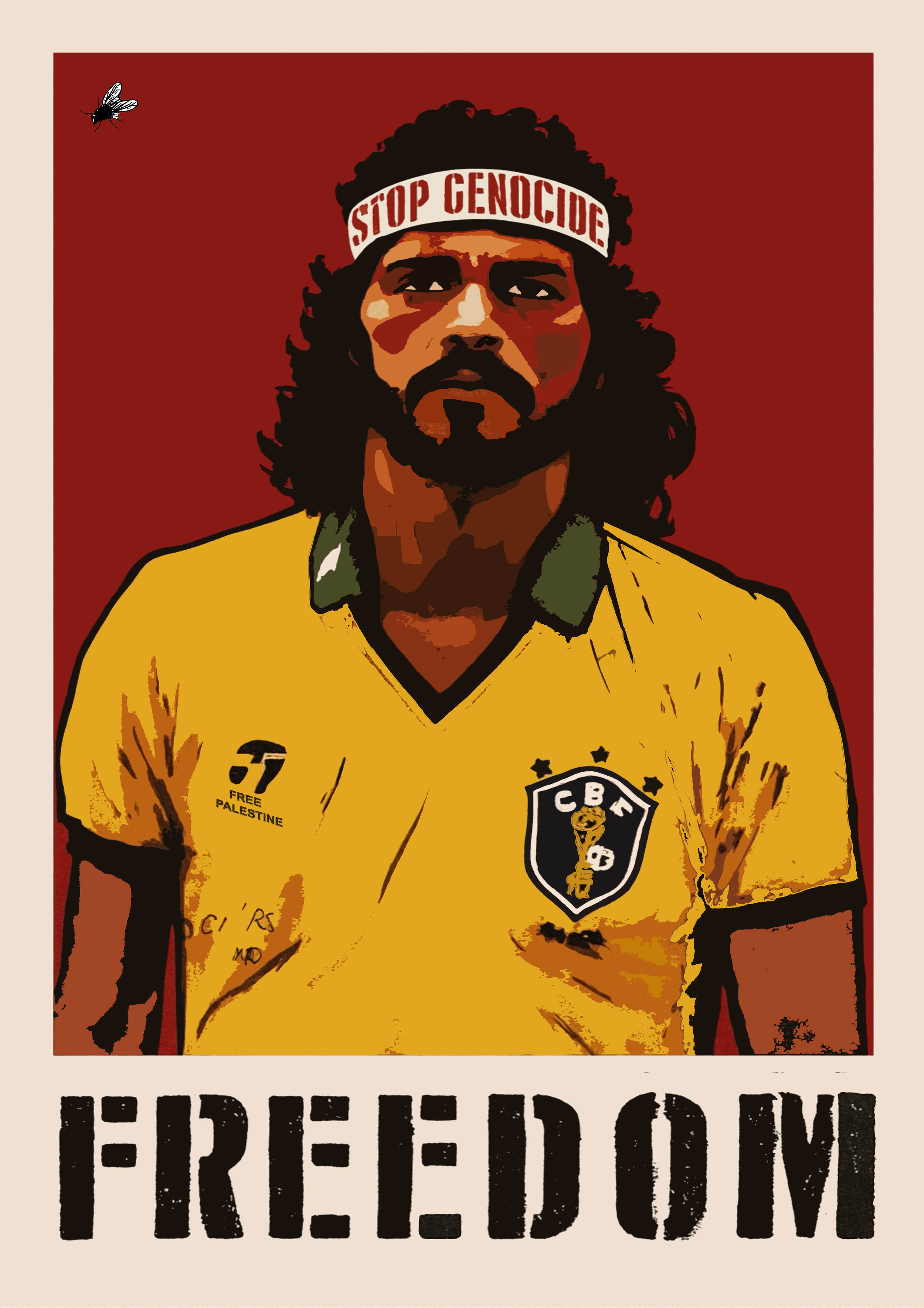 Freedom Palestine football protest poster artwork — premium matte giclée print by CAPSIZE