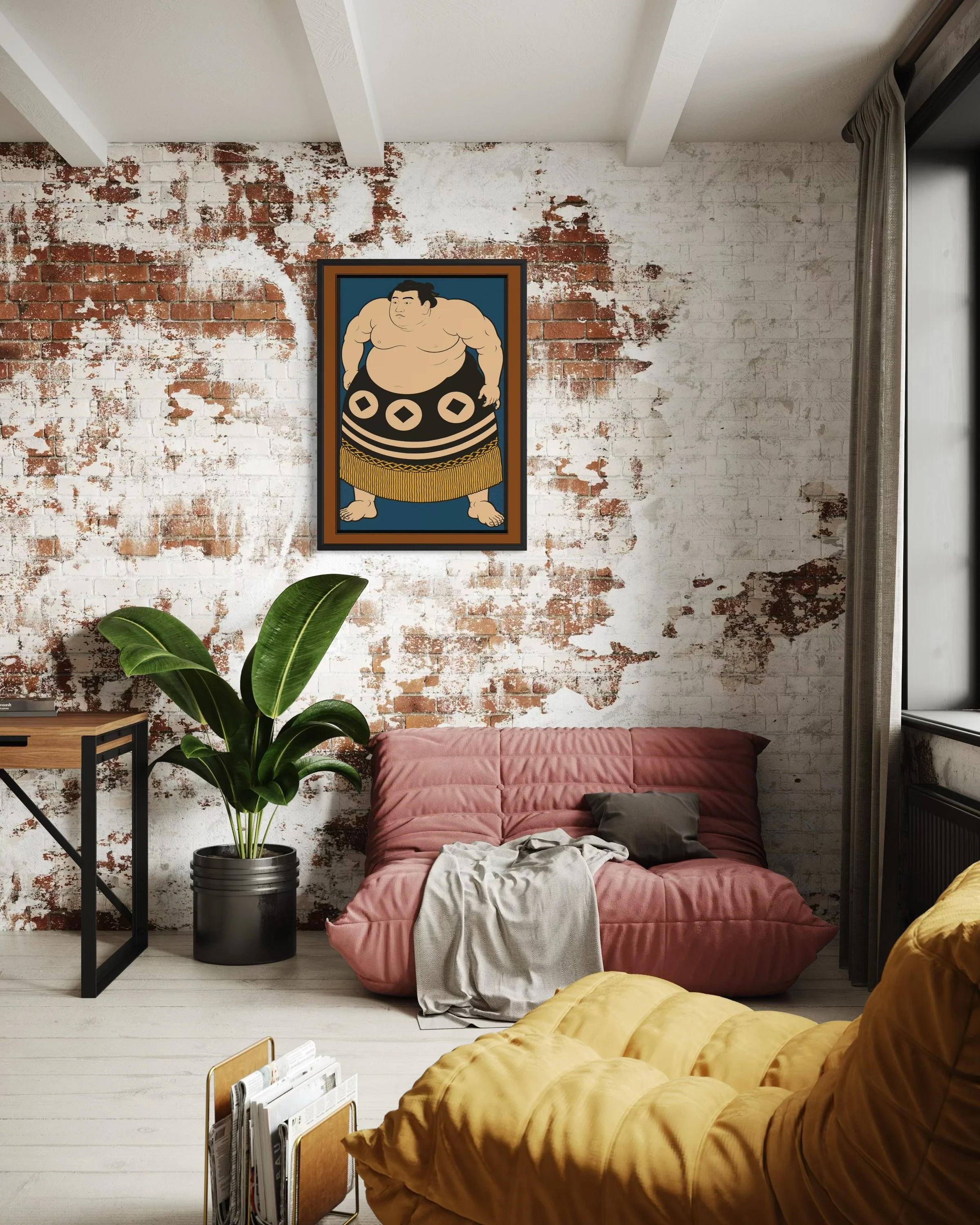 Japan Street Sumo poster print by CAPSIZE (framed wall art mockup)