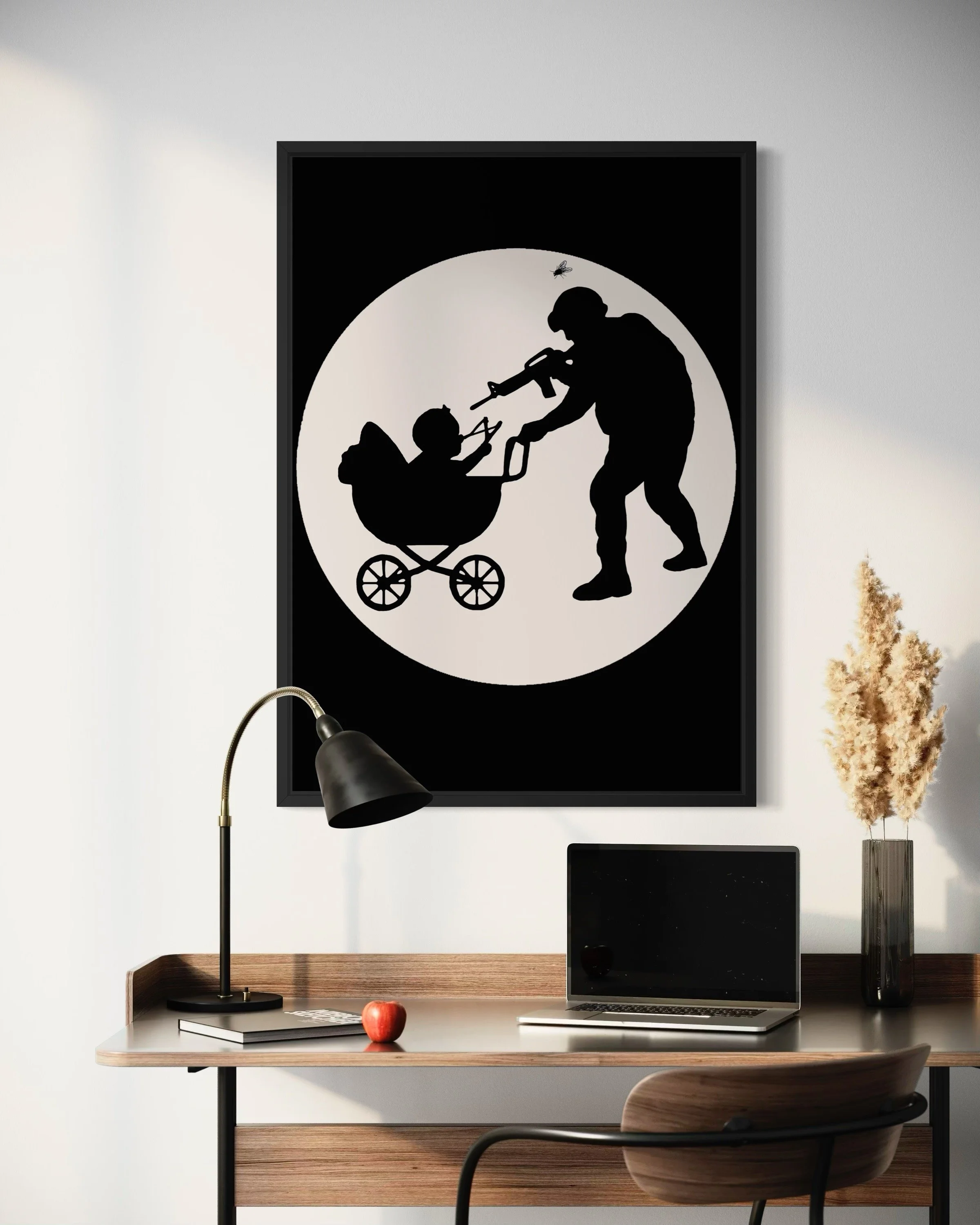 Interior photo showing David vs. Goliath protest poster print on the wall by CAPSIZE