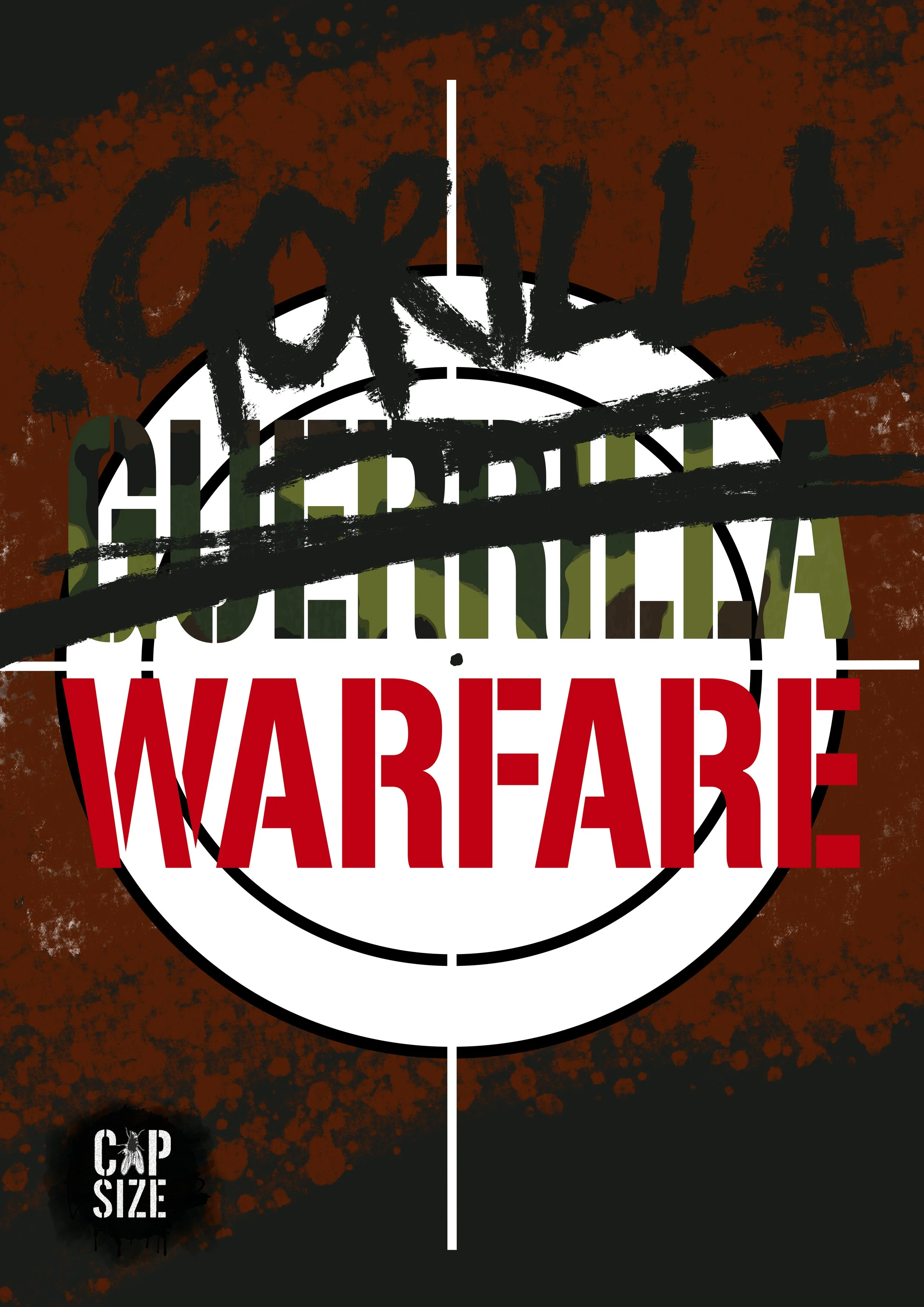 Gorilla Warfare cover art with a target symbol, graffiti-style text, and a red background.