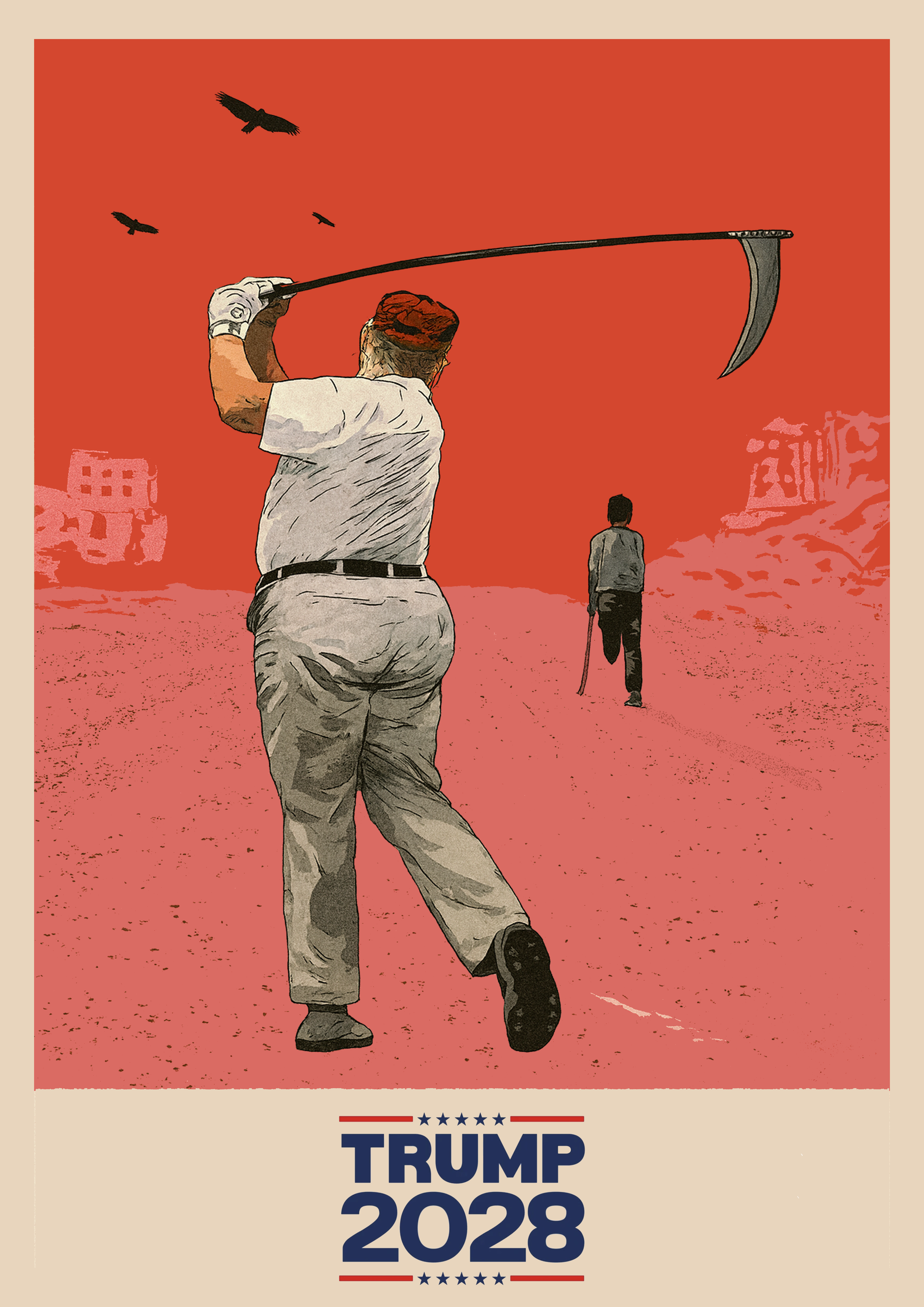 Trump 2028 satirical poster artwork — premium matte giclée print by CAPSIZE