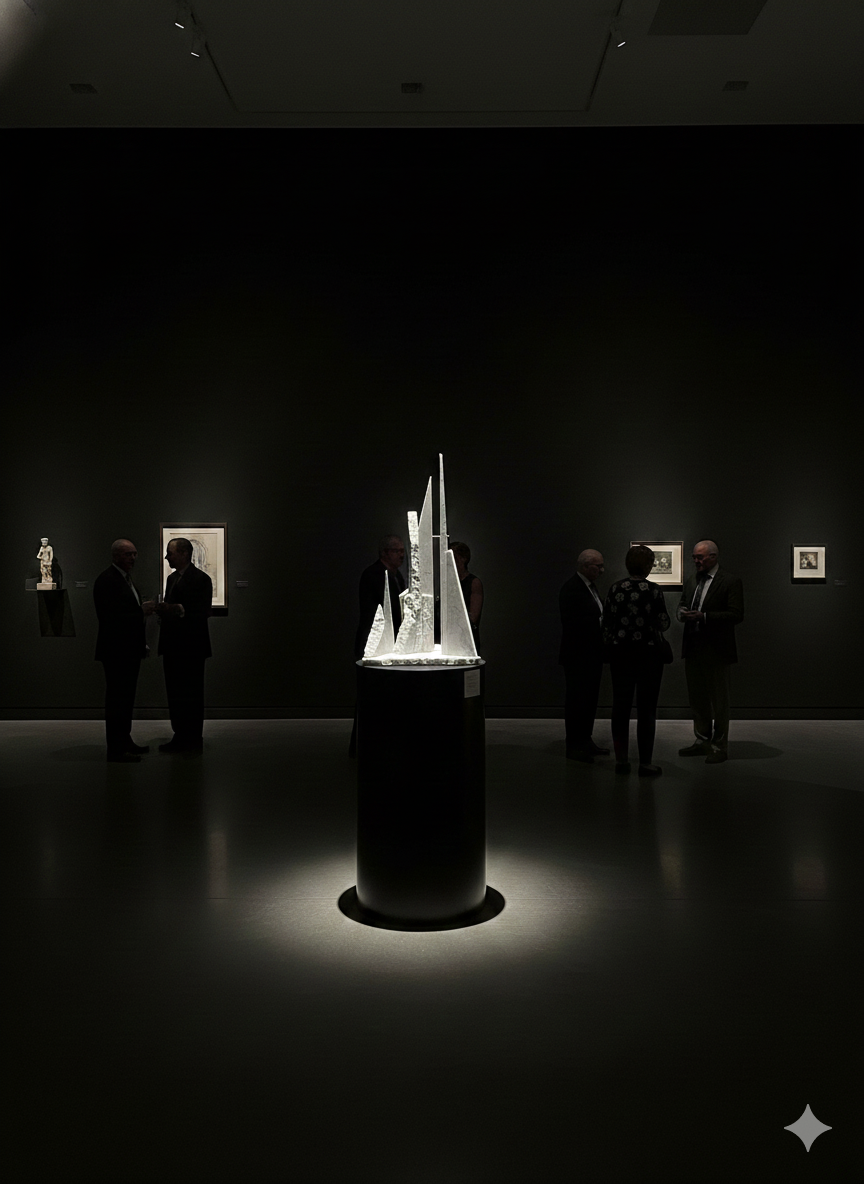 Marble Geometric figure in dark gallery.PNG