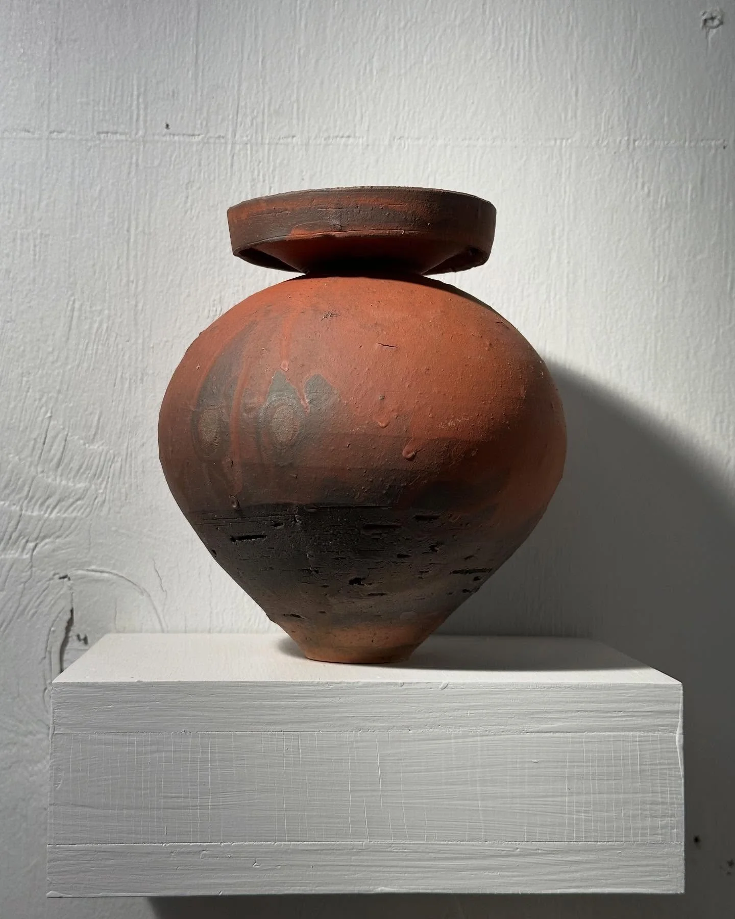 I have been playing with saggers lately. This surface turned out fantastic for me. Numan&rsquo;s terra sig on cone 1 earthenware. The forms have been shifting but this is just the start to this surface. It&rsquo;s still pretty new but I am excited to