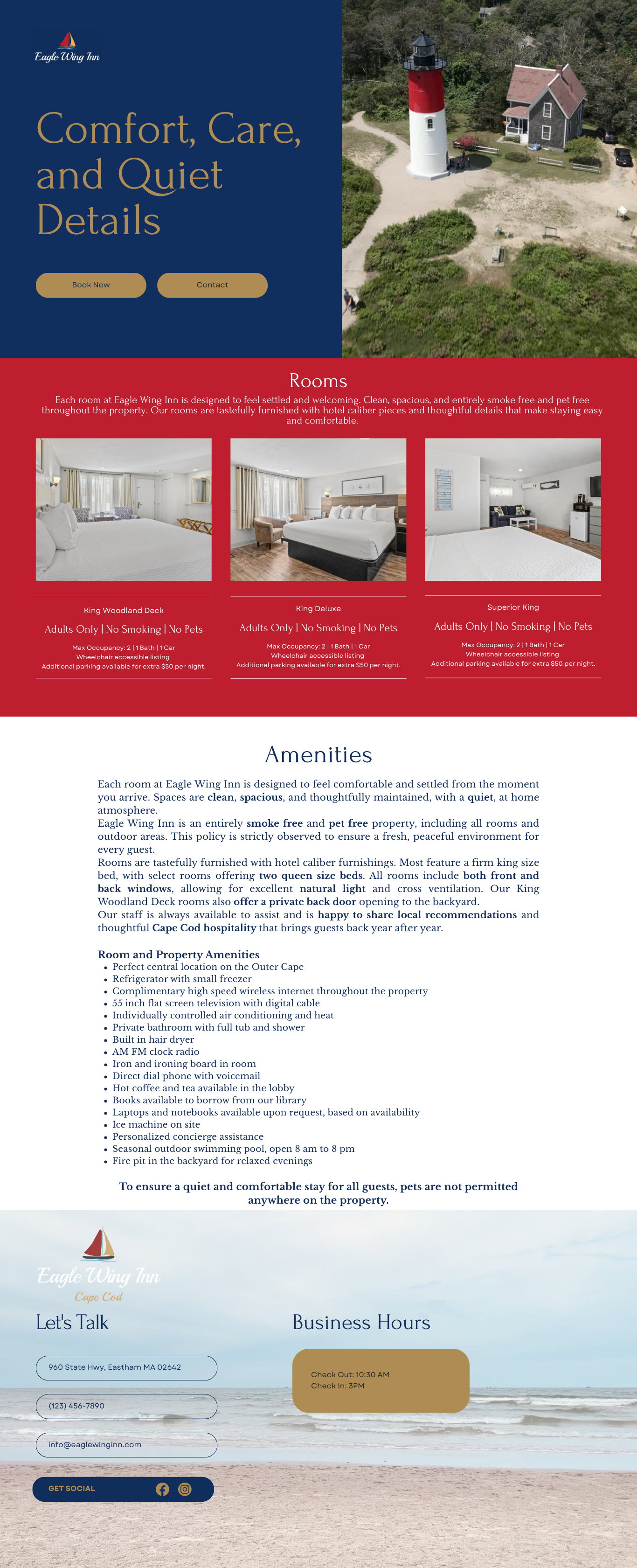 Eagle Wing Inn, Cape Cod | Website Redesign