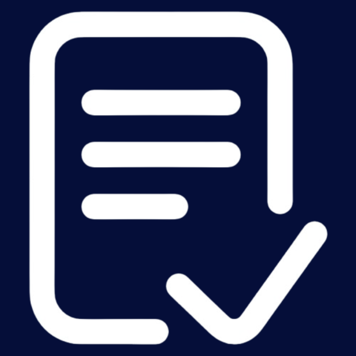 Icon of a document with lines of text and a check mark.