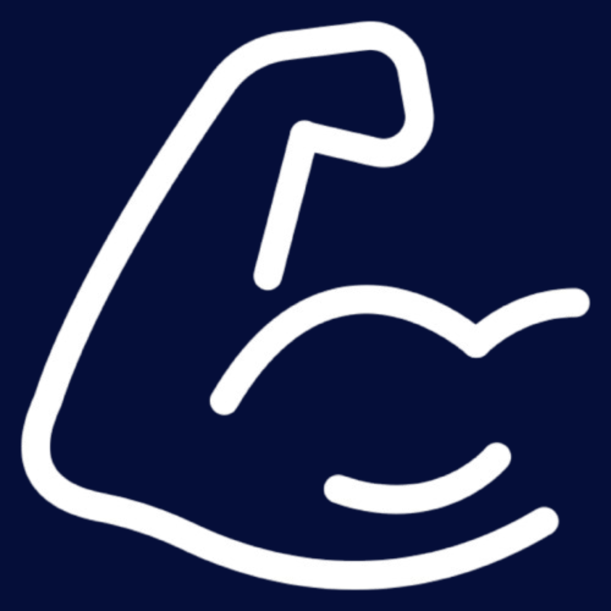 Icon of a muscle flexing showing its strength.