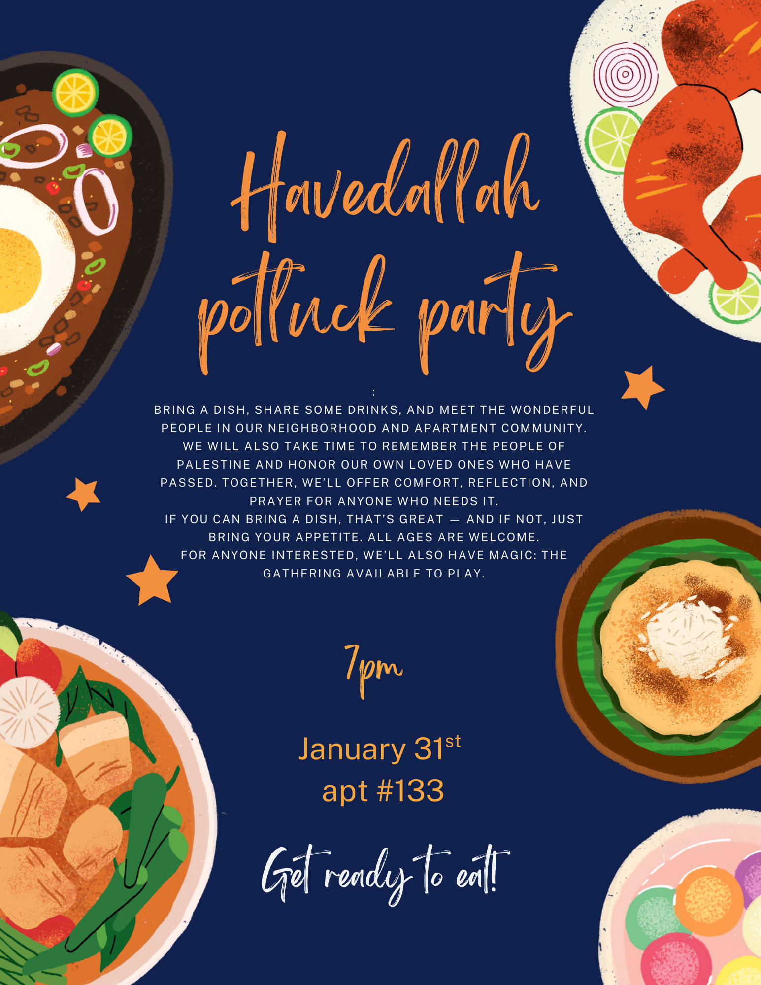 havdallah potluck party 